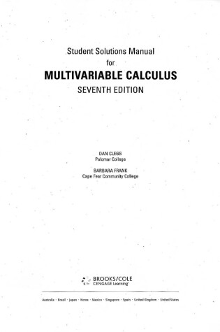 Cover of Student Solutions Manual (Chapters 10-17) for Stewart's Multivariable Calculus, 7th