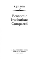 Book cover for Wiles: Economic Institutions Compared