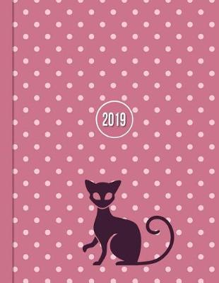 Cover of 2019 Planner; Cat on pink dots