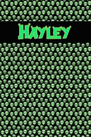 Cover of 120 Page Handwriting Practice Book with Green Alien Cover Hayley