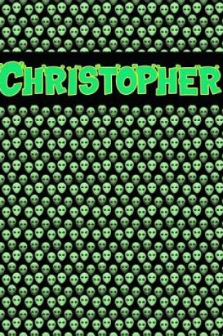 Cover of 120 Page Handwriting Practice Book with Green Alien Cover Christopher