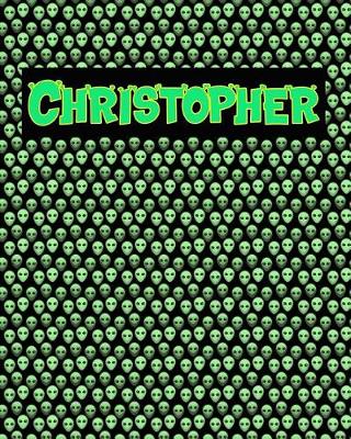 Book cover for 120 Page Handwriting Practice Book with Green Alien Cover Christopher