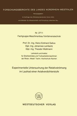 Book cover for Experimentelle Untersuchung Der Relativstroemung Im Laufrad Einer Axialverdichterstufe