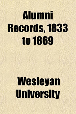 Book cover for Alumni Records, 1833 to 1869