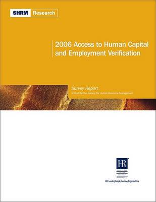 Book cover for 2006 Access to Human Capital and Employment Verification Report