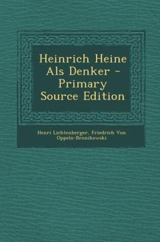 Cover of Heinrich Heine ALS Denker