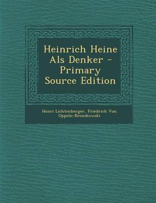 Book cover for Heinrich Heine ALS Denker