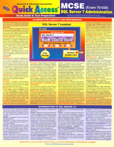 Cover of MCSE SQL Server 7.0 Administration, Exam 70-028 Quick Access