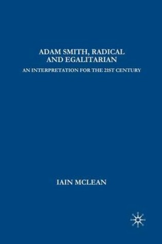 Cover of Adam Smith, Radical and Egalitarian