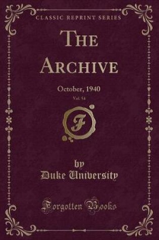 Cover of The Archive, Vol. 54