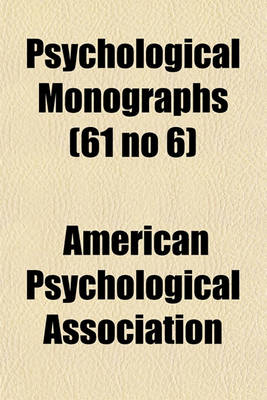 Book cover for Psychological Monographs