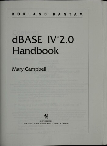 Book cover for Dbase IV 2.0 Handbook #