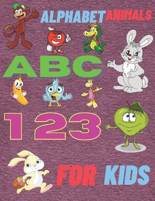 Book cover for alphabet ABC AND 123 ANIMALS FOR KIDS