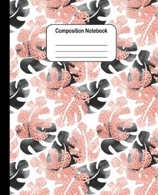 Book cover for Composition Notebook - Tropical Black and Brown Leaves Pattern