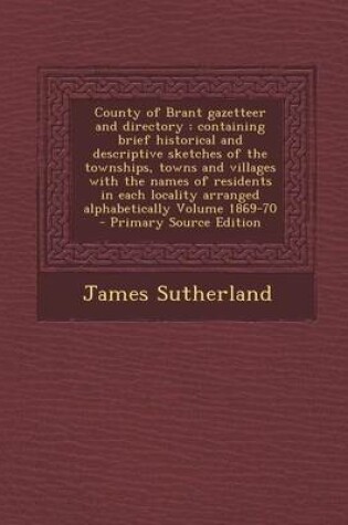 Cover of County of Brant Gazetteer and Directory