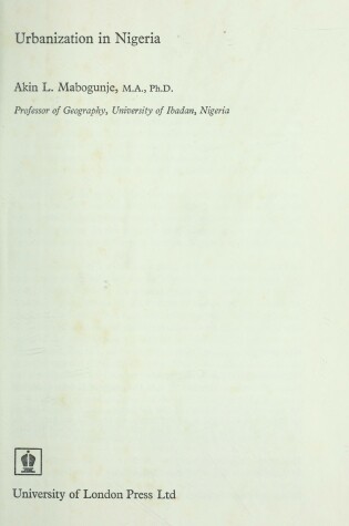 Cover of Urbanization in Nigeria