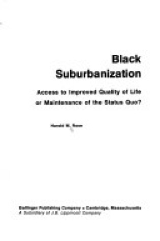 Cover of Black Suburbanization