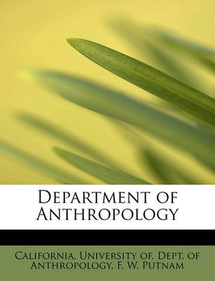 Book cover for Department of Anthropology