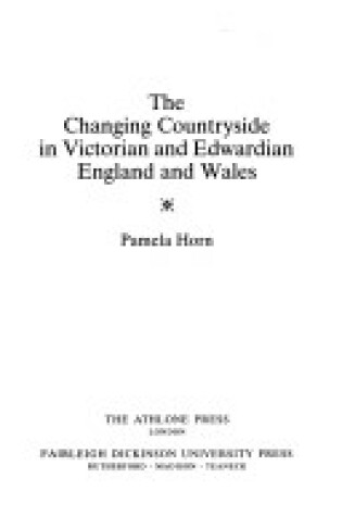 Cover of The Changing Countryside in Victorian and Edwardian England and Wales