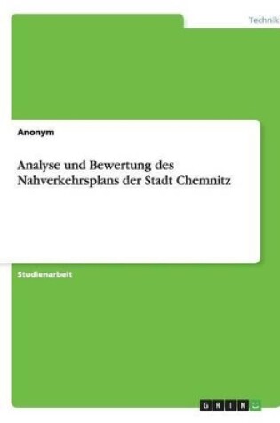 Cover of Analyse und Bewertung des Nahverkehrsplans der Stadt Chemnitz