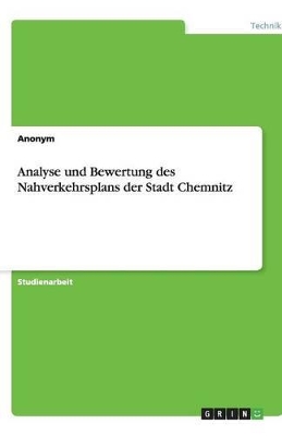 Book cover for Analyse und Bewertung des Nahverkehrsplans der Stadt Chemnitz