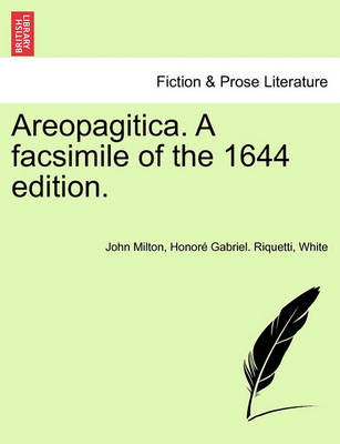 Book cover for Areopagitica. a Facsimile of the 1644 Edition.