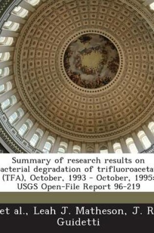 Cover of Summary of Research Results on Bacterial Degradation of Trifluoroacetate (Tfa), October, 1993 - October, 1995