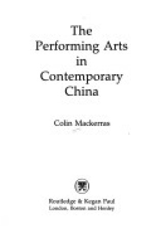 Cover of Performing Arts in Contemporary China