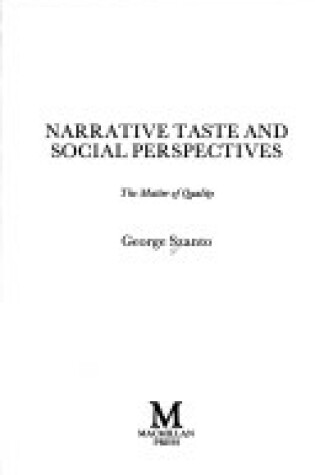 Cover of Narrative Taste and Social Perspectives
