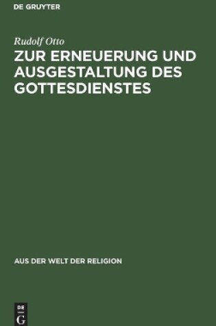 Cover of Zur Erneuerung und Ausgestaltung des Gottesdienstes