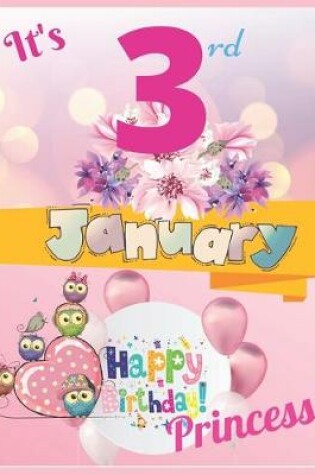 Cover of It's 3rd January Happy Birthday Princess Notebook Journal