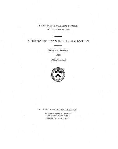 Book cover for Survey of Financial Liberalization