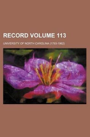 Cover of Record Volume 113