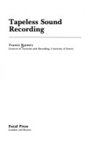 Cover of Tapeless Sound Recording