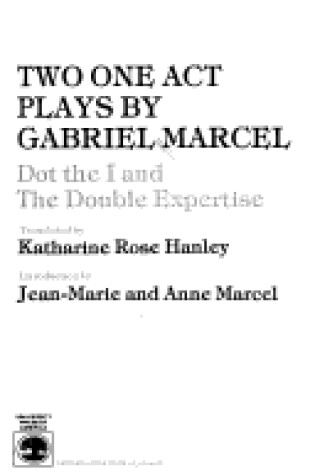 Cover of Two One Act Plays by Gabriel Marcel