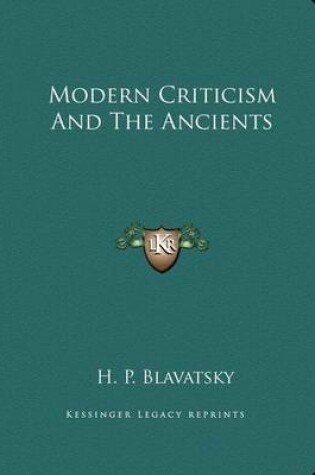 Cover of Modern Criticism and the Ancients