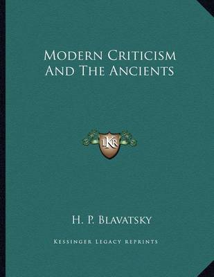Book cover for Modern Criticism and the Ancients