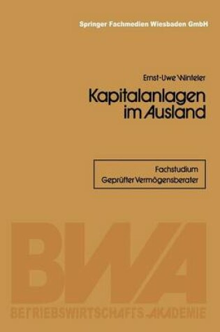 Cover of Kapitalanlagen im Ausland