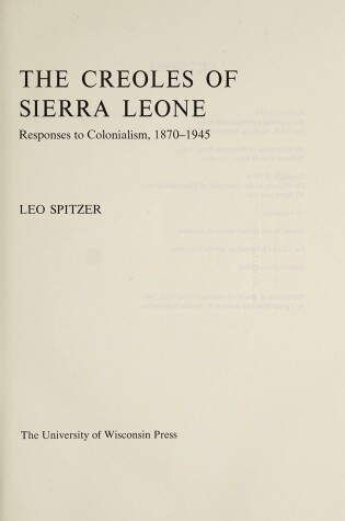 Cover of The Creoles of Sierra Leone