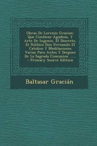 Cover of Obras De Lorenzo Gracian