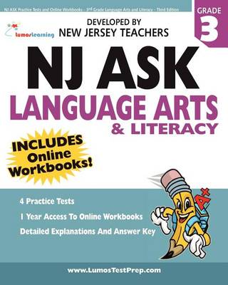 Book cover for NJ Ask Practice Tests and Online Workbooks - 3rd Grade Language Arts and Literacy - Third Edition