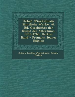 Book cover for Johan Winckelmans Samtliche Werke