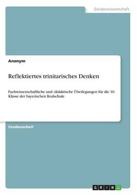 Book cover for Reflektiertes trinitarisches Denken