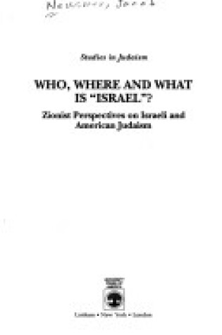 Cover of Who, Where and What is 'Israel?'