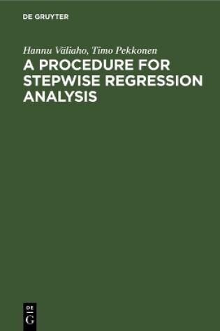 Cover of A Procedure for Stepwise Regression Analysis