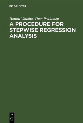 Cover of A Procedure for Stepwise Regression Analysis