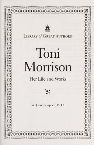 Cover of Toni Morrison (Sparknotes Library of Great Authors)