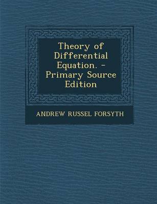 Book cover for Theory of Differential Equation. - Primary Source Edition