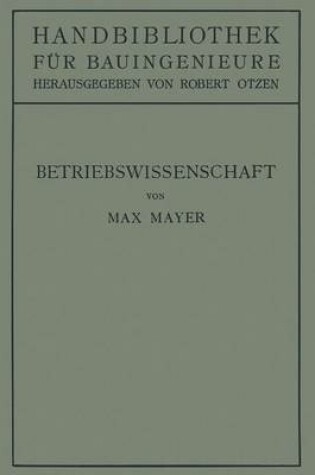 Cover of Betriebswissenschaft