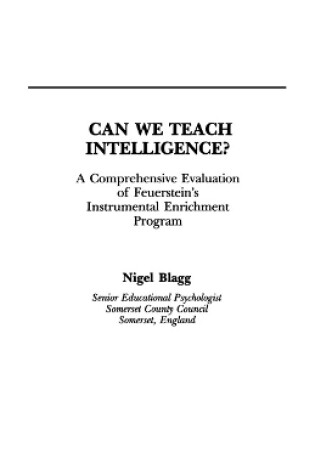 Cover of Can We Teach Intelligence?